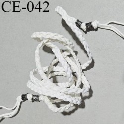Cordon tresse lacette couleur naturel écru avec perles grises et franges pour ceinture décor et autres