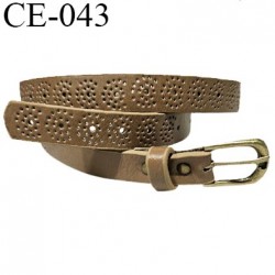 Ceinture 100 cm façon cuir couleur marron clair ou camel longueur 105 cm largeur 19 mm épaisseur 3 mm prix à l'unité