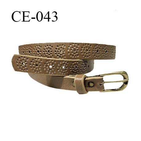 Ceinture 100 cm façon cuir couleur marron clair ou camel longueur 105 cm largeur 19 mm épaisseur 3 mm prix à l'unité