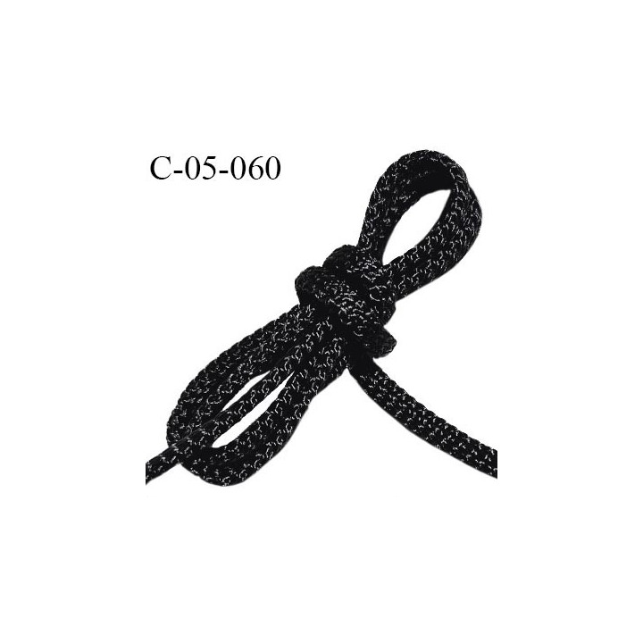 Cordon 5 mm très solide couleur noir brillant diamètre 5 mm prix au mètre