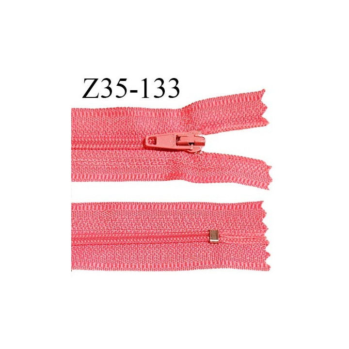 Fermeture zip 35 cm couleur rose non séparable largeur 2.5 cm glissière nylon largeur 4 mm longueur 15 cm prix à l'unité