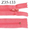 Fermeture zip 35 cm couleur rose non séparable largeur 2.5 cm glissière nylon largeur 4 mm longueur 15 cm prix à l'unité