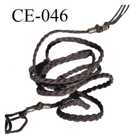 Ceinture cordon tresse lacette couleur marron avec perles couleur laiton et franges pour ceinture décor et autres