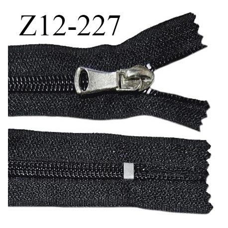 Fermeture zip 12 cm non séparable couleur noir longueur 12 cm largeur 3 cm glissière nylon curseur métal