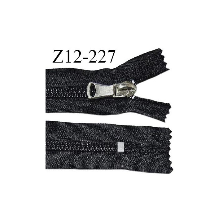 Fermeture zip 12 cm non séparable couleur noir longueur 12 cm largeur 3 cm glissière nylon curseur métal
