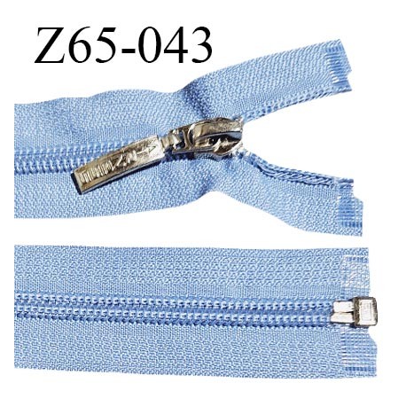 Fermeture zip 65 cm couleur bleu séparable curseur métal avec inscription AIRNESS longueur 65 cm largeur 3.2 cm