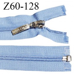 Fermeture zip 60 cm couleur bleu séparable curseur métal avec inscription AIRNESS longueur 60 cm largeur 3.2 cm