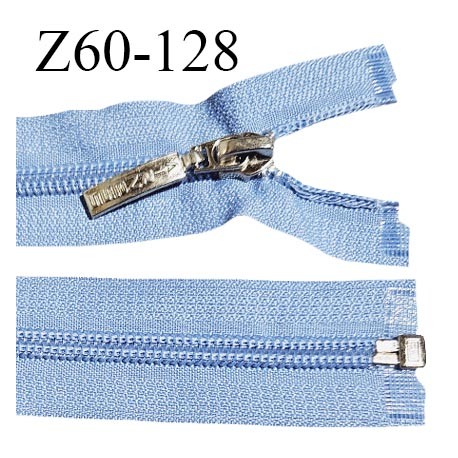 Fermeture zip 60 cm couleur bleu séparable curseur métal avec inscription AIRNESS longueur 60 cm largeur 3.2 cm