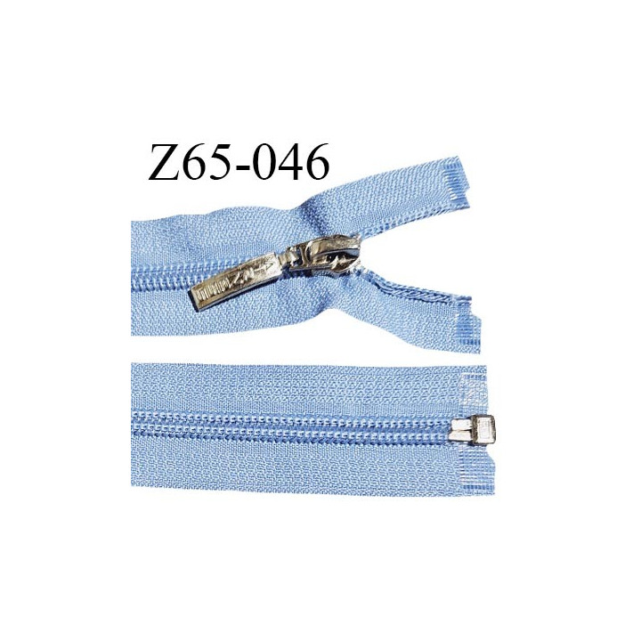 Fermeture zip 63 cm couleur bleu séparable curseur métal avec inscription AIRNESS longueur 63 cm