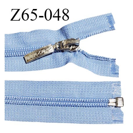 Fermeture zip 67 cm couleur bleu séparable curseur métal avec inscription AIRNESS longueur 67 cm largeur 3.2 cm