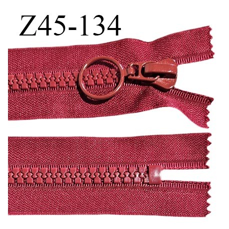 Fermeture zip 46 cm non séparable couleur rouge largeur 42 mm zip moulée couleur rouge largeur 8 mm