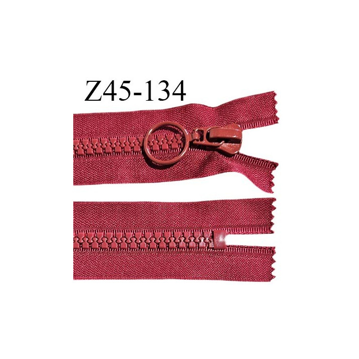 Fermeture zip 46 cm non séparable couleur rouge largeur 42 mm zip moulée couleur rouge largeur 8 mm