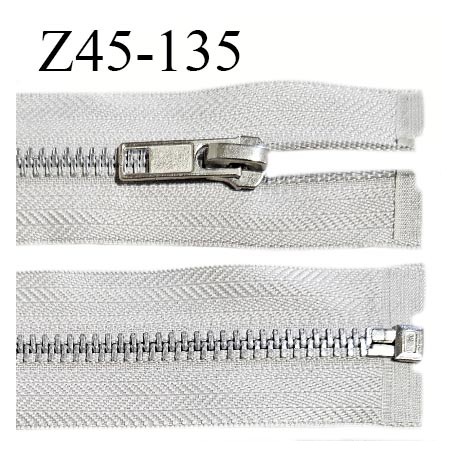 Fermeture zip 45 cm couleur gris clair longueur 45 cm largeur 3.2 cm séparable glissière métal largeur 6 mm prix à l'unité