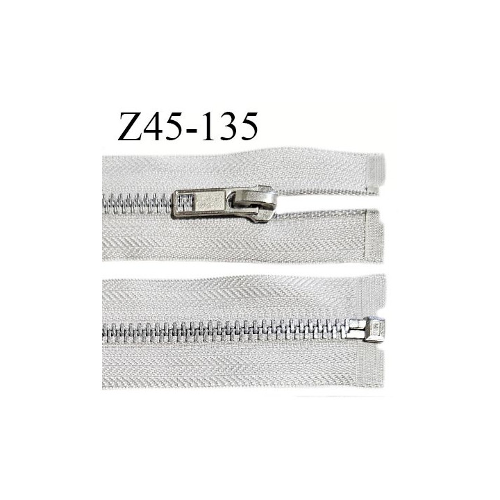 Fermeture zip 45 cm couleur gris clair longueur 45 cm largeur 3.2 cm séparable glissière métal largeur 6 mm prix à l'unité