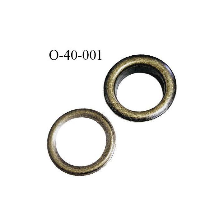Oeillet en métal couleur laiton diamètre extérieur 60 mm diamètre intérieur 40 mm hauteur 14 mm