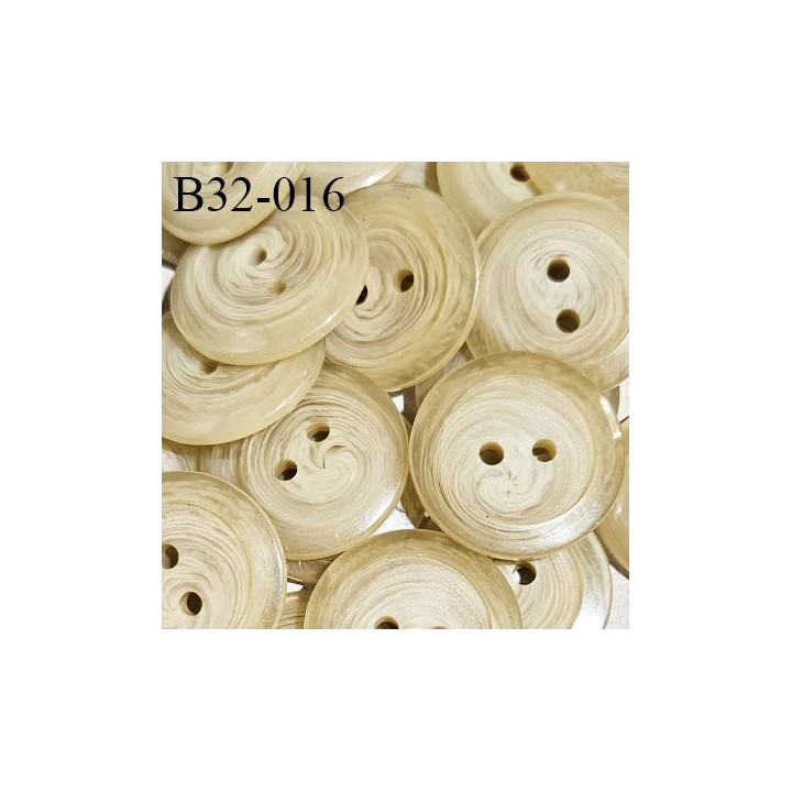 Bouton 32 mm pvc 2 trous couleur beige marbré en transparence épaisseur 5 mm diamètre 32 mm prix à l'unité