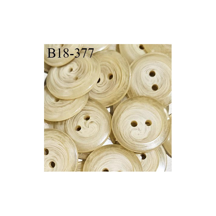 Bouton 18 mm pvc 2 trous couleur beige marbré en transparence épaisseur 3 mm diamètre 18 mm prix à l'unité