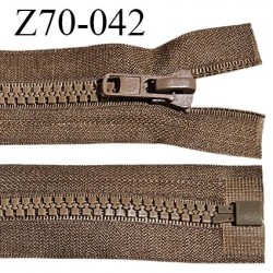 Fermeture zip moulée 70 cm séparable couleur marron longueur 70 cm largeur 4 cm glissière largeur 7 mm prix à l'unité