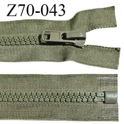 Fermeture zip moulée 70 cm séparable couleur vert kaki longueur 70 cm largeur 4 cm glissière largeur 7 mm prix à l'unité