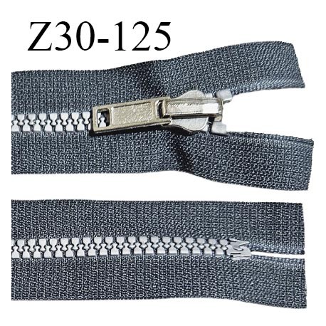 Fermeture zip 30 cm haut de gamme couleur gris largeur 3.2 cm glissière moulée non séparable longueur 30 cm