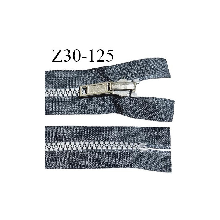 Fermeture zip 30 cm haut de gamme couleur gris largeur 3.2 cm glissière moulée non séparable longueur 30 cm
