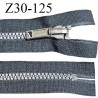 Fermeture zip 30 cm haut de gamme couleur gris largeur 3.2 cm glissière moulée non séparable longueur 30 cm