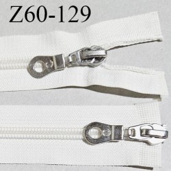 Fermeture zip 60 cm couleur écru double curseur longueur 60 cm largeur 3.2 cm zip moulée largeur 6.5 mm prix à l'unité