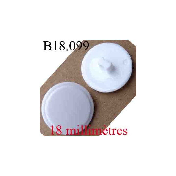 bouton 18 mm couleur blanc fixation avec un anneau au dos diamètre 18 mm