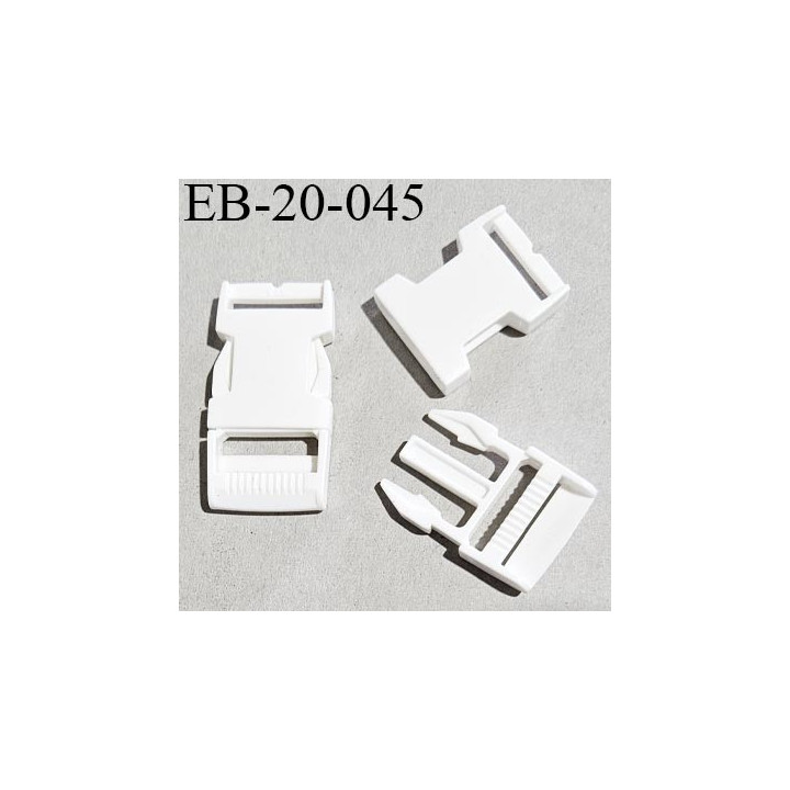 Boucle clip en plastique noir passage pour une sangle de 20 mm de largeur passant coulissant largeur total 26 mm