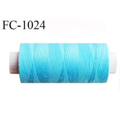 Bobine 500 m fil polyester fil n°80 couleur turquoise longueur du cone 500 mètres bobiné en France certifié oeko tex