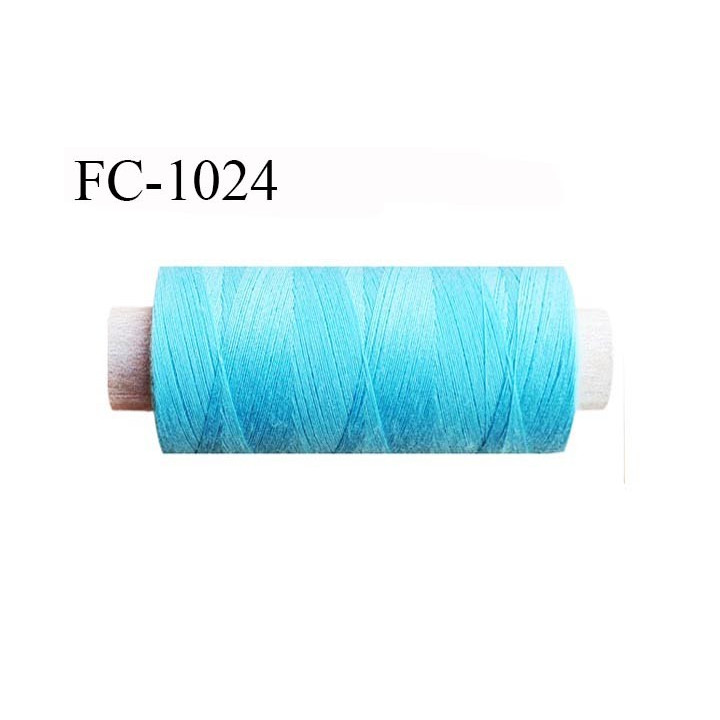 Bobine 500 m fil polyester fil n°80 couleur turquoise longueur du cone 500 mètres bobiné en France certifié oeko tex