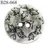 Bouton 28 mm en métal couleur argent vieilli avec motif feuilles 2 trous diamètre 28 mm épaisseur 2 mm prix à la pièce