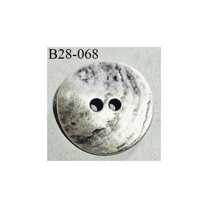 Bouton 28 mm en métal couleur argent vieilli avec motif feuilles 2 trous diamètre 28 mm épaisseur 2 mm prix à la pièce