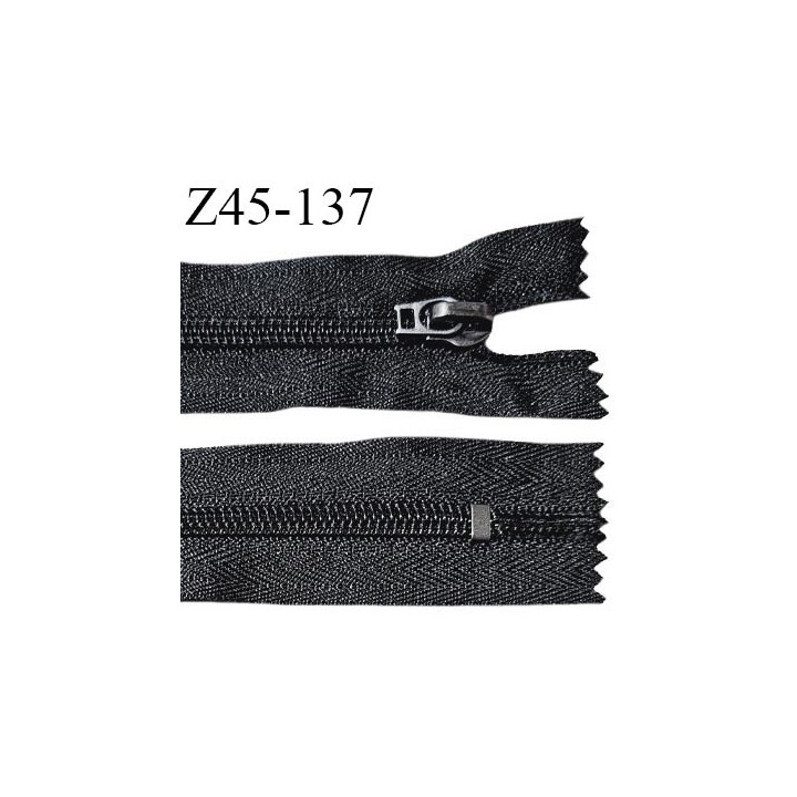 Fermeture zip 45 cm non séparable couleur noir largeur 32 mm glissière largeur 7 mm longueur 45 cm prix à l'unité