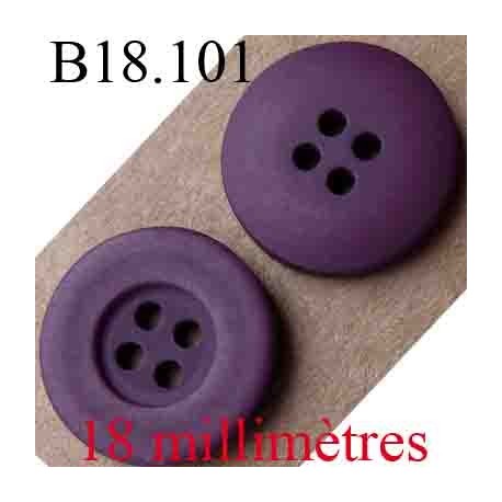 bouton 18 mm couleur prune 4 trous diamètre 18 mm