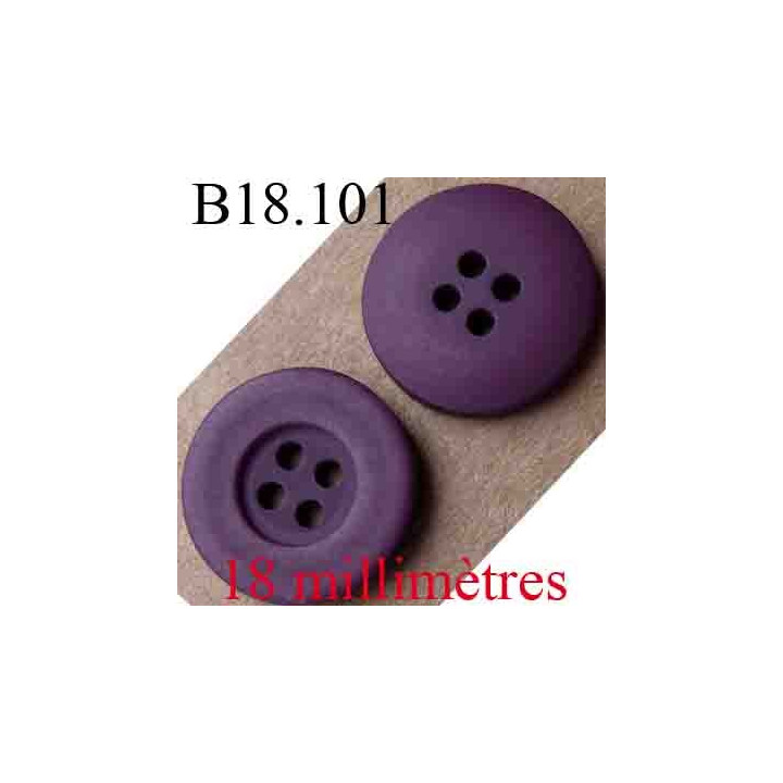 bouton 18 mm couleur prune 4 trous diamètre 18 mm