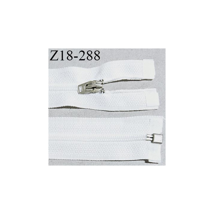 Fermeture zip 18 cm couleur blanc séparable curseur métal longueur 18 cm largeur 2.5 cm largeur du zip 4 mm prix à l'unité