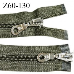 Fermeture zip 60 cm couleur vert kaki double curseur longueur 60 cm largeur 3.2 cm zip moulée largeur 7 mm prix à l'unité
