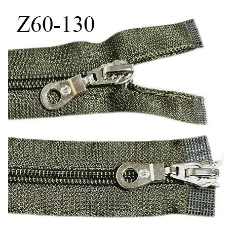 Fermeture zip 60 cm couleur vert kaki double curseur longueur 60 cm largeur 3.2 cm zip moulée largeur 7 mm prix à l'unité