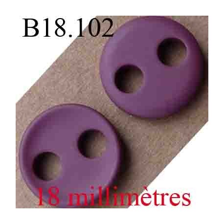 bouton 18 mm couleur prune clair 2 trous diamètre 18 mm