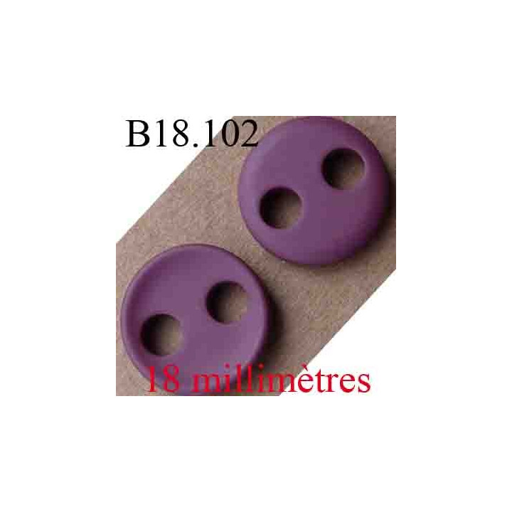 bouton 18 mm couleur prune clair 2 trous diamètre 18 mm