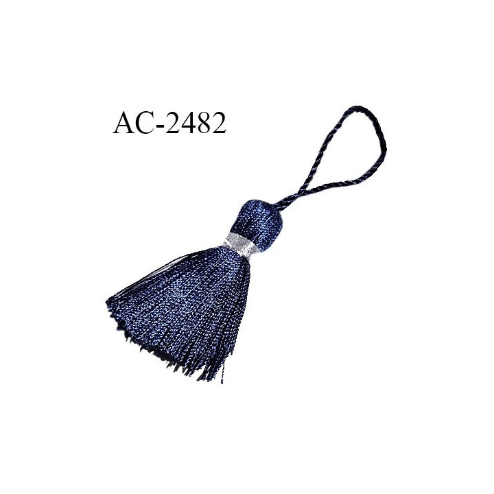 Pompon accessoire décor couleur bleu hauteur du pompon 545 mm + 35 mm d'attache prix à l'unité
