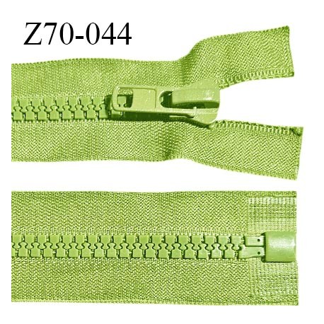 Fermeture zip moulée 70 cm séparable couleur vert pomme longueur 70 cm largeur 4 cm glissière largeur 7 mm prix à l'unité