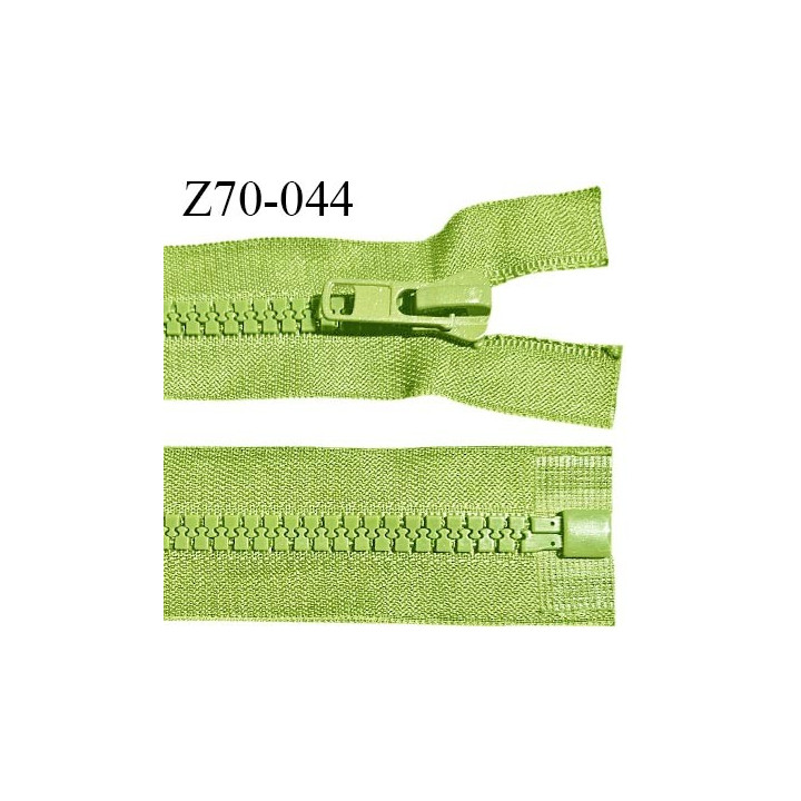 Fermeture zip moulée 70 cm séparable couleur vert pomme longueur 70 cm largeur 4 cm glissière largeur 7 mm prix à l'unité