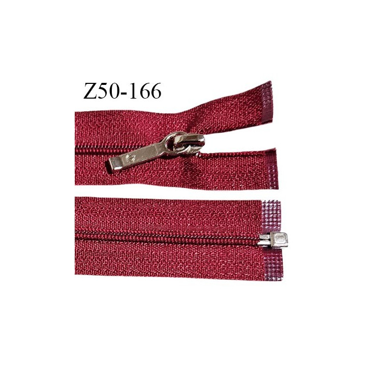 Fermeture zip 50 cm séparable couleur rouge largeur 25 mm zip glissière nylon largeur 4 mm longueur 50 cm prix à l'unité