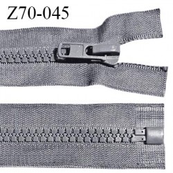 Fermeture zip moulée 70 cm séparable couleur gris longueur 70 cm largeur 4 cm glissière largeur 7 mm prix à l'unité