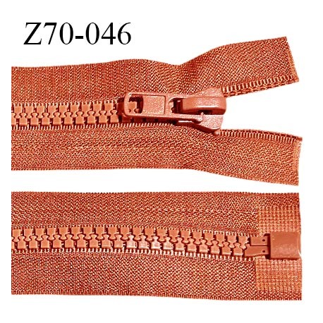 Fermeture zip moulée 70 cm séparable couleur orange longueur 70 cm largeur 4 cm glissière largeur 7 mm prix à l'unité