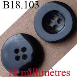 bouton 18 mm couleur noir brillant 4 trous diamètre 18 mm