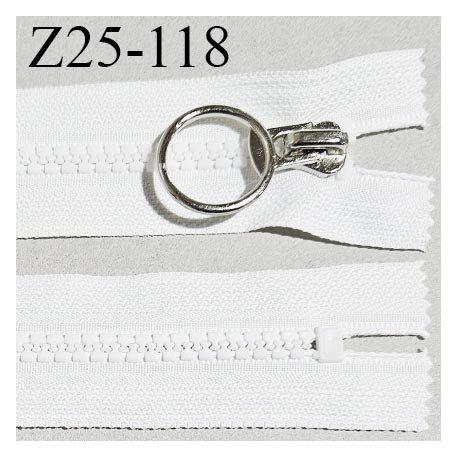 Fermeture zip moulée 25 cm non séparable couleur blanc naturel largeur 3 cm zip nylon 25 cm largeur 5 mm prix au mètre