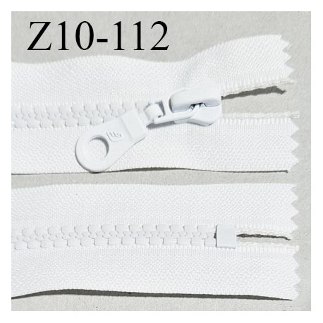 Fermeture zip moulée 10 cm non séparable couleur blanc largeur 3 cm zip 10 cm largeur 6 mm prix au mètre